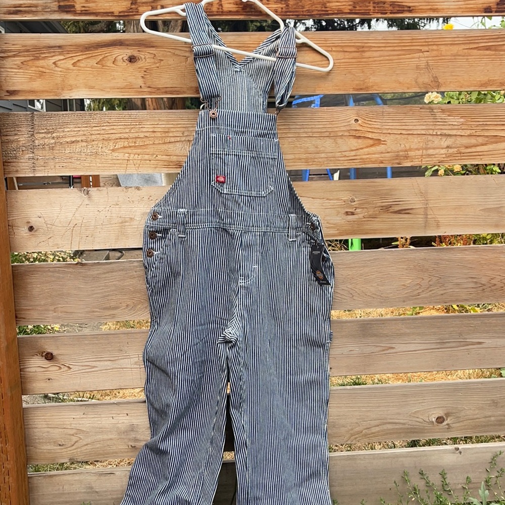 NWT Dickies railroad stripe overalls